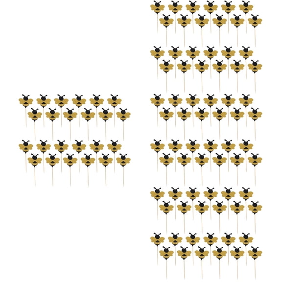 120 Pcs Ornament Bee Cupcake Picks Cake Decorating Cake Accessory Cake Shape Glitter Cake Toppers Dessert Topper Baby