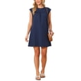 thumbnail image 2 of INSPIRE CHIC Women's Summer Short Tank Dress Cap Sleeve Crewneck Casual Ruched Sundress Loose Shift Tunic Mini Dresses S Dark Blue, 2 of 6