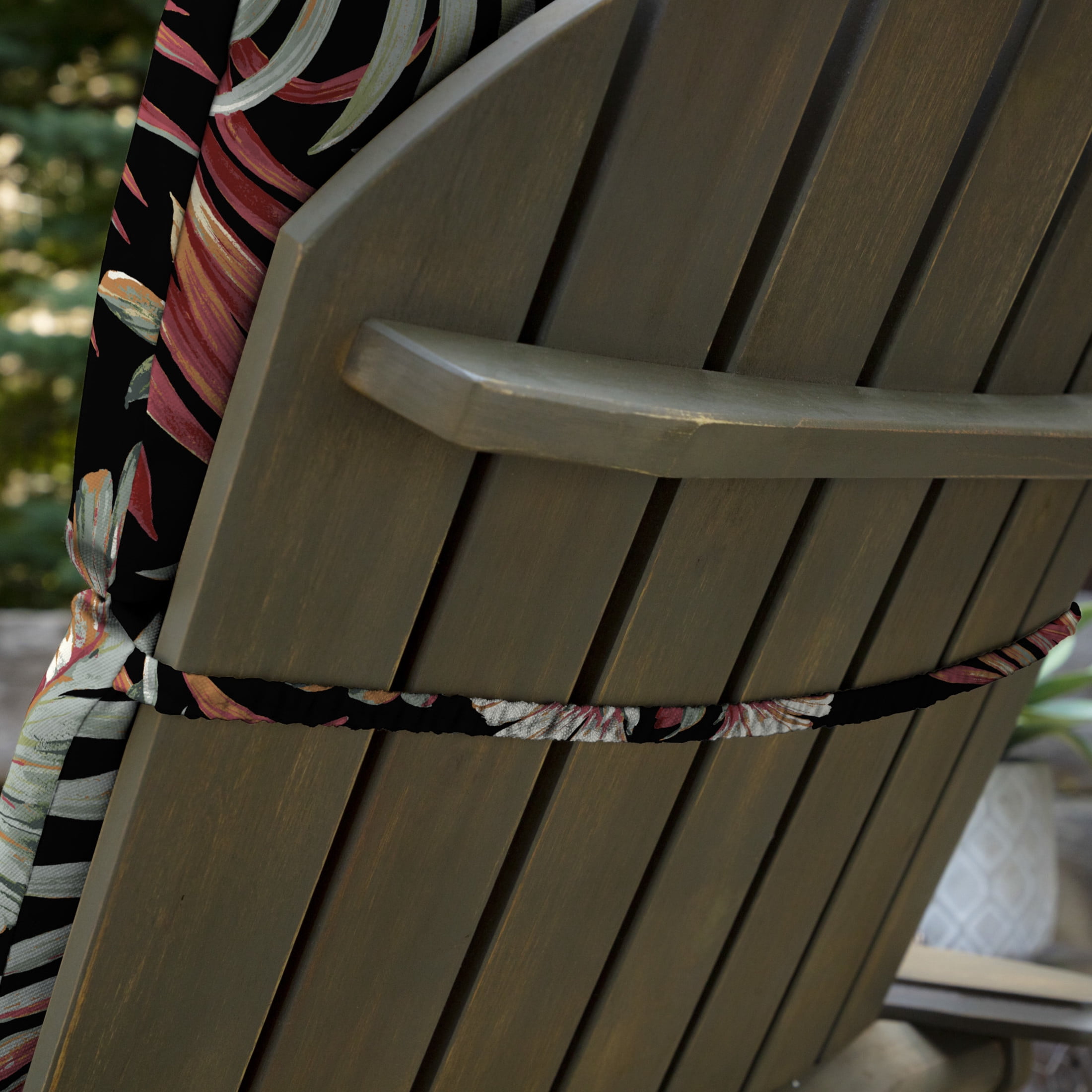 Arden Selections Outdoor Adirondack Cushion, 20 x 17, Water Repellent, Fade Resistant, for Adirondack or Rocking chairs 17 x 20, Simone Black Tropical