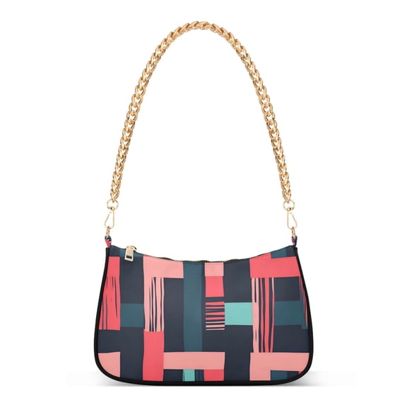 FORMRS Womens Shoulder Bag with Chain Strap Clutch Purse Cute Tote Handbag, Pink Geometric