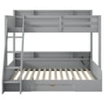 thumbnail image 5 of Euroco Twin over Full Bunk Bed with Shelves and Drawer for Kids Teens, LED Light and USB Charging Station, Gray, 5 of 13