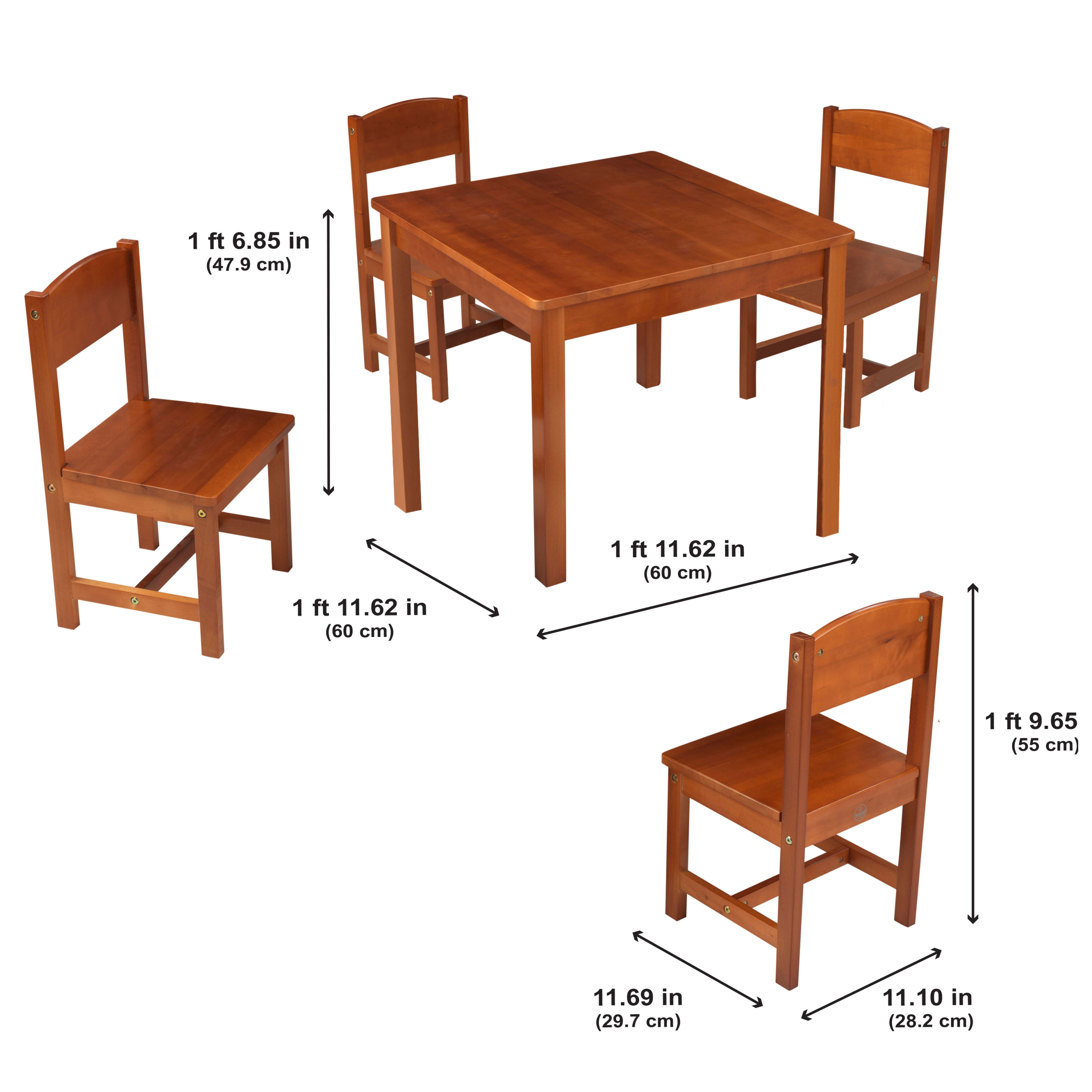 KidKraft KidKraft Wooden Farmhouse Table & 4 Chairs Set, Children's Furniture for Arts and Activity – Pecan - image 4 of 6