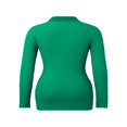 thumbnail image 2 of Women Rib Knit Tops Long Sleeve Lapel V Neck Solid Color T-Shirts, 2 of 6