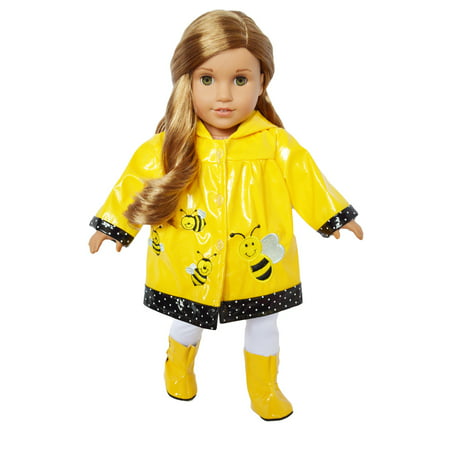 My Brittany's Bumble Bee Raincoat for American Girl and My Life as Dolls- 18 Inch Doll