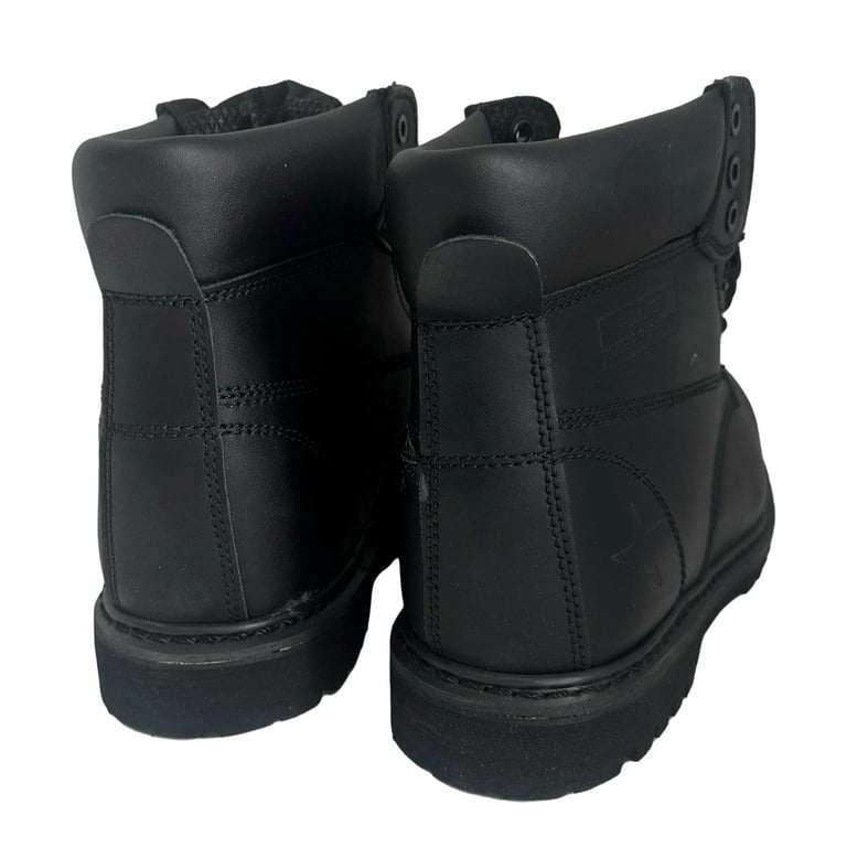 Men's Work Boots Black Leather Lace Up Slip and Oil Resistant