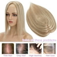 thumbnail image 3 of Benehair Real Hair Clip In Extensions 13cm*15cm Clip In Hairpiece Silk Base Topper Toupee Wiglet Top Hair Piece 130% Density New 6"-22" Highlight, 3 of 11