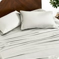 thumbnail image 4 of Bare Home Bamboo Sheet Set - Made from Rayon Fibers - Deep Pockets - 4 Piece - Split Head Flex King, Cream, 4 of 7