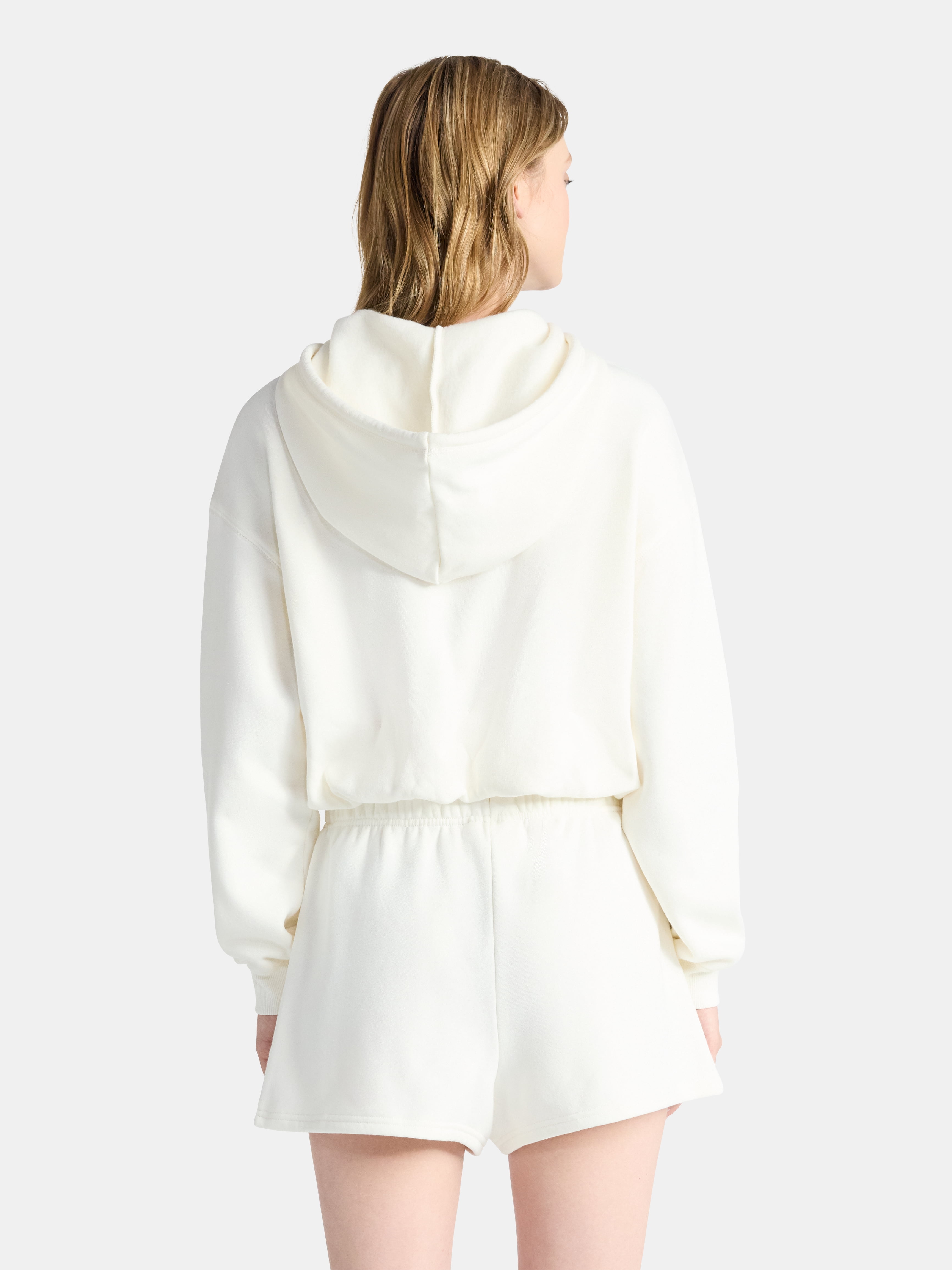 No Boundaries Bubble-Hem Hoodie and Drawstring Shorts Set, 2-Piece, Women’s