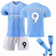 thumbnail image 1 of 2023-2024 Manchester City Home Kids Football Kit No. 9 Haaland Goodies 3-4years, 1 of 4
