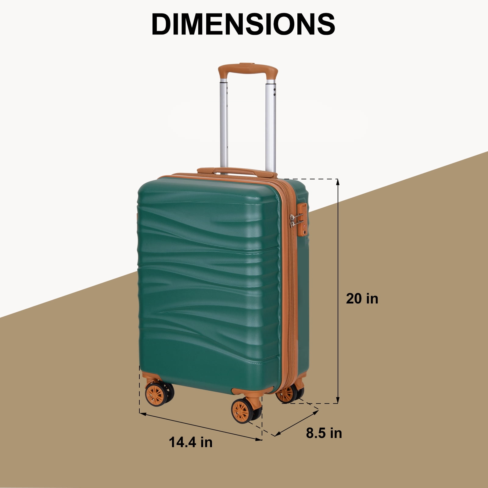 SUNSPIRE 20'' Carry On Luggage Airline Approved Hardside Suitcase with Double Spinner Wheels Expandable Carry-on Luggage for More Space Lightweight Scratch-Resistant Travel Bag YKK Zipper Green