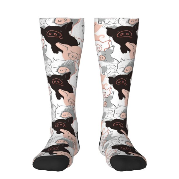 Fotbe Pigs Calcetas Divertidas Estampadas para Hombre y Mujer, Calcetas de Algodón hasta la Rodilla para Caminar, Correr, Enfermería y Embarazo