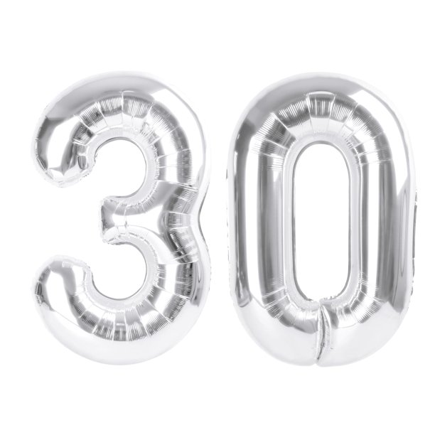 Globo número 30 plateado de 40 pulgadas para fiesta de 30 cumpleaños