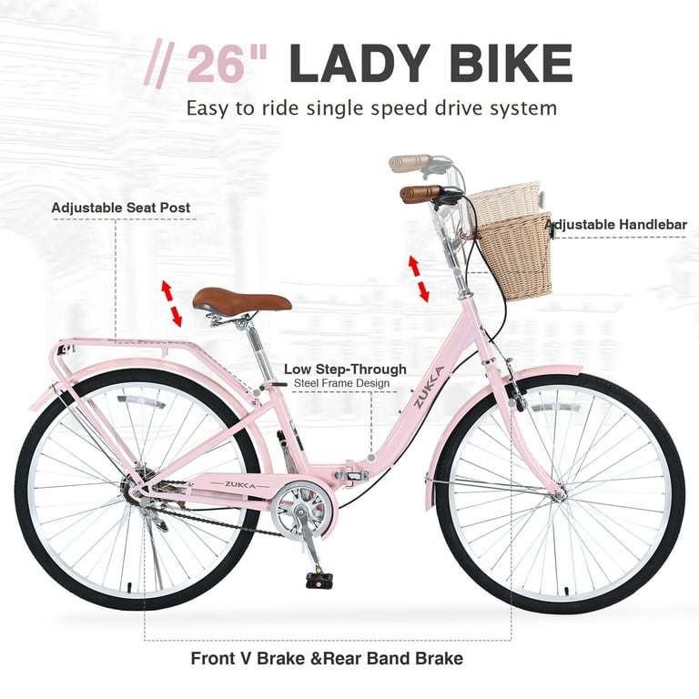 Zukka Cruiser Bike 26 inch Folding City Bicycle for Women