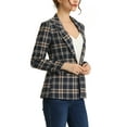 thumbnail image 4 of INSPIRE CHIC Blazers pour Femmes Revers Cranté Manches Longues un Bouton Blazer à Carreaux TP Bleu Foncé, 4 of 6