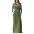 thumbnail image 2 of Vestido Largo Manga Larga Cuello Redondo Mujer Ticfox Verde L, 2 of 6