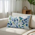 thumbnail image 3 of Navy Blue Leaves Throw Pillow Cover, Pillowcase Protectors with Zipper, Breathable Decorative Lumbar Pillow Case Cover, Green Summer Botanical Pillow Shams for Couch Sofa 12x20Inch, 3 of 8