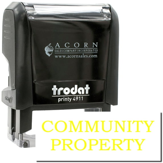Self-Inking Community Property Stamp, Trodat Printy 4911, Press and Print Stamping, Impression Size 5/8" x 1-1/2", Up to 10,000 Impressions - Yellow Ink