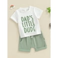 thumbnail image 5 of Aojekbee 2Pcs Baby Boy Summer Outfits Short Sleeve Letter Embroidery T-Shirt + Elastic Shorts Set Infant Clothes, 5 of 10