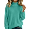 thumbnail image 4 of Yigetop Women's Cable Knit Turtleneck Sweater Soft Cozy Long Sleeve Pullover Casual Tops Warm Knitwear for Fall Winter Daily Wear Light green M, 4 of 6