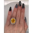 thumbnail image 4 of 7.2 Ctw Vivid Golden Lab Yellow Sapphire Ring Large Huge Cocktail Princess Diana Halo, 4 of 5