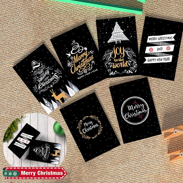 Agiferg 6PC Christmas Thank You Card DIY Creative Blessing Gift Message Card Universal Card