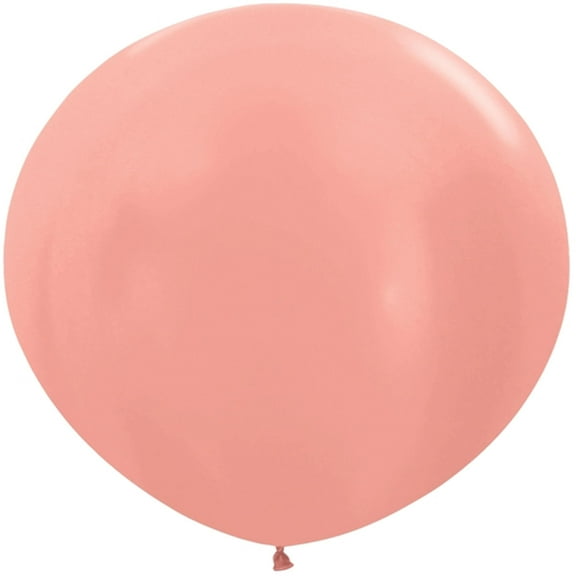 4 Metallic Rose Gold Round Latex Balloons 24"