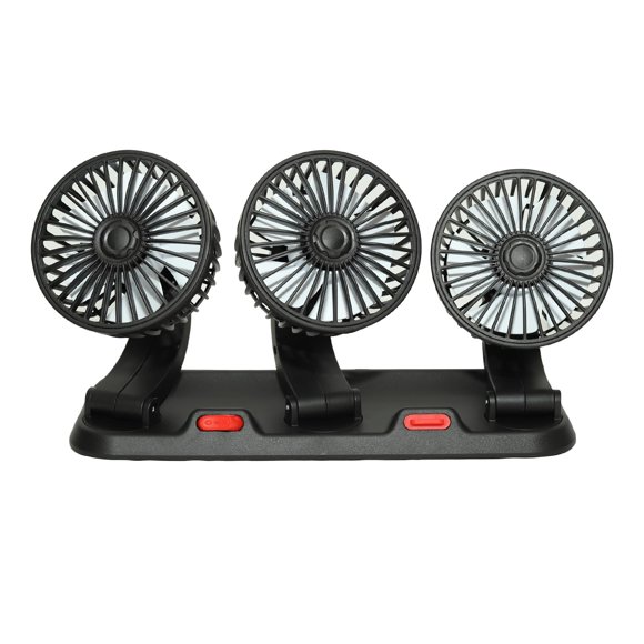 Ventilador de enfriamiento para auto Chynexus de 3 cabezales, USB, 2 velocidades, rotación de 360°