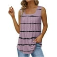 thumbnail image 5 of Summer Saving Wycnly Tank Tops for Women Lightweight Comfy Loose Pleated Swing Trendy Tunic Tank Tops Summer Striped Print Square Neck Sleeveless Shirts Fashion Blouses Pink m, 5 of 5
