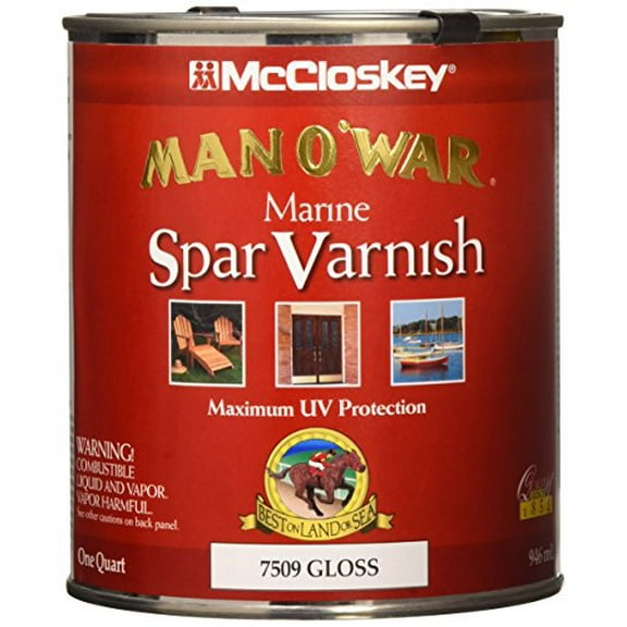 1 qt McCloskey 7509 Clear Man O'war Marine Spar Varnish, Gloss