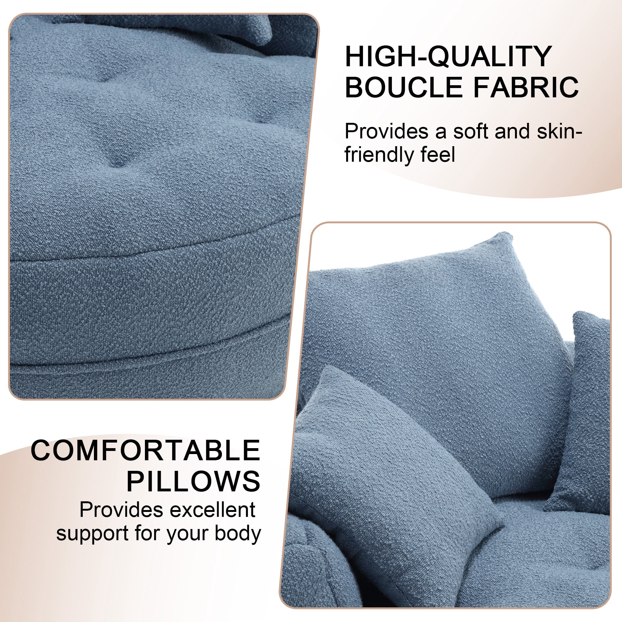MOONMISS Light Blue Round Accent Chair with Tufted Seat