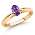 thumbnail image 2 of Gem Stone King 0.45 Ct Oval Purple Amethyst 10K Yellow Gold Solitaire Engagement Ring, 2 of 4