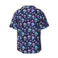 thumbnail image 2 of Fotbe Blue Skull Flower print Short Sleeve Button Down Shirts for Men Casual Summer Beach Wrinkle Free Shirt-4X-Large, 2 of 7