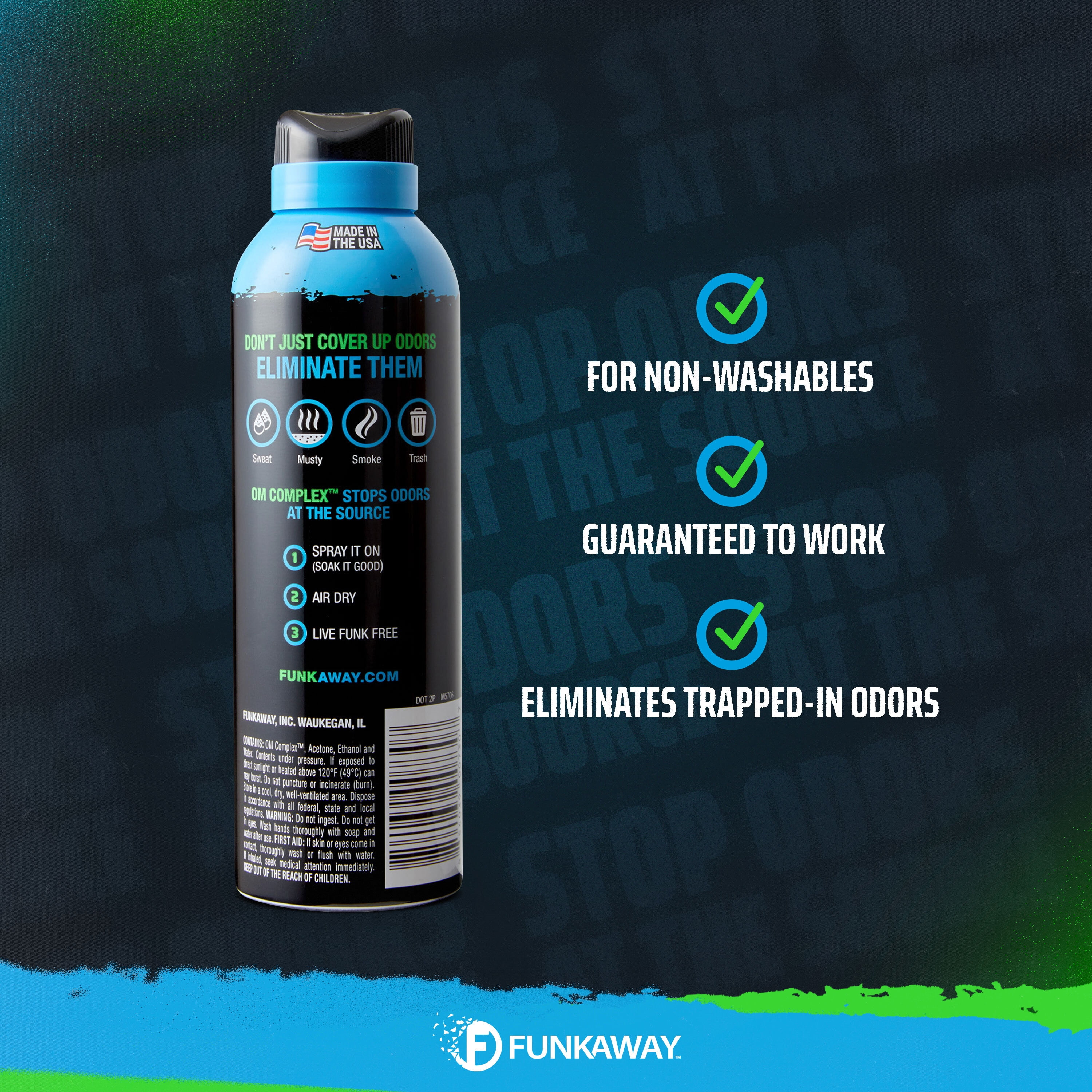 FunkAway Odor Eliminator, Air Freshener & Deodorizer, for Cars and Homes, Aerosol Spray, 8 oz.