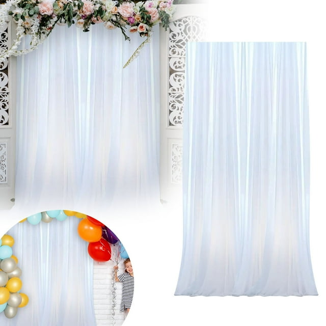 Rideau de Fond en Voile Transparent pour Mariage, Fête d'Anniversaire, Photo avec Matériau Décoratif, Idéal pour Événement Intérieur Extérieur