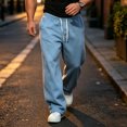 thumbnail image 2 of Mens Pants Running Sweatpants With Pockets Drawstring Elastic Waist Joggers Sweatpants Trousers Mens Long Pants, 2 of 7