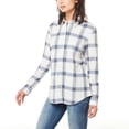 thumbnail image 2 of Weatherproof Vintage Women's Stretch Plaid Flannel Button Front Shirt-Blue / XL, 2 of 4