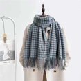 thumbnail image 2 of Ljudmp Womens Large Vintage Plaid Scarves Warm Winter Scarves With Tassels For Grid Check Blanket Headscarf Shawl Wrap Long Scarf Sky Blue, 2 of 4