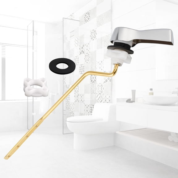 Universal Metal Side Mount Toilet Handle Replacement Kit, Brass Toilet Flush Tank Lever with Stainless Steel Flapper Chains for Most Toilets, Chrome Finish