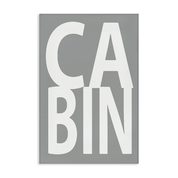 Stupell Industries Cabin Word on Grey Typography Painting Gallery Wrapped Canvas Art Print Wall Art, 16 x 24