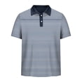 thumbnail image 5 of Avirosel Men's Summer Breathable Short Sleeve Shirt Striped Color Block Casual Polo with 3 Buttons for Outdoor Sports and Daily Wear Navy, 5 of 5