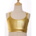 thumbnail image 3 of inhzoy Kids Girls Metallic Cross Back Dance Crop Top Spaghetti Strap Cami Gymnastics Skating Athletic Sports Bra Gold 14, 3 of 7