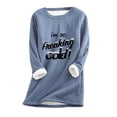 thumbnail image 2 of Wowcloth Womens Fleece-Lined Thermal Shirt with Letter Print and Round Neck, Long Sleeve Thickened Warm Base Layer for Autumn Winter Indoor Outdoor Wear, 2 of 9