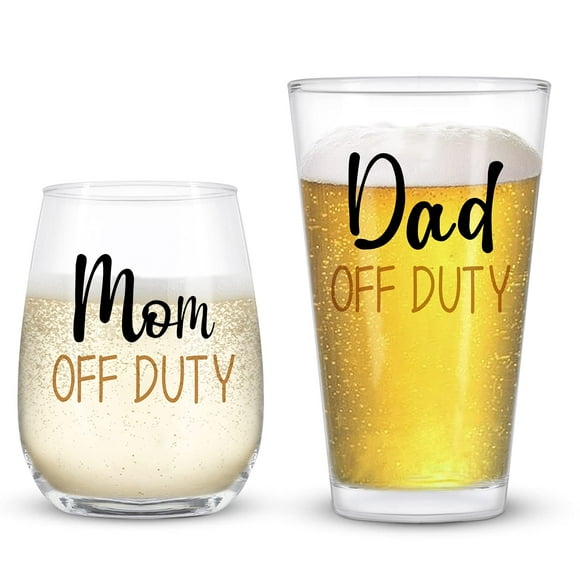 Set de vasos para pareja Futtumy Dad and Mom Off Duty, 450 ml