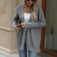 thumbnail image 4 of ZQUUVOU Cardigan Sweaters for Women Tops Solid Color Loose Knitted Long Sleeve Open Front Coat Dark Gray, 4 of 5