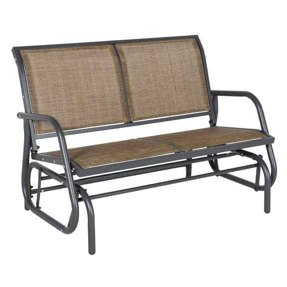 Outsunny 2-Person Outdoor Glider Bench, Patio Double Swing Rocking Chair Loveseat w/Powder Coated Steel Frame for Backyard Garden Porch, Light Mixed Brown
