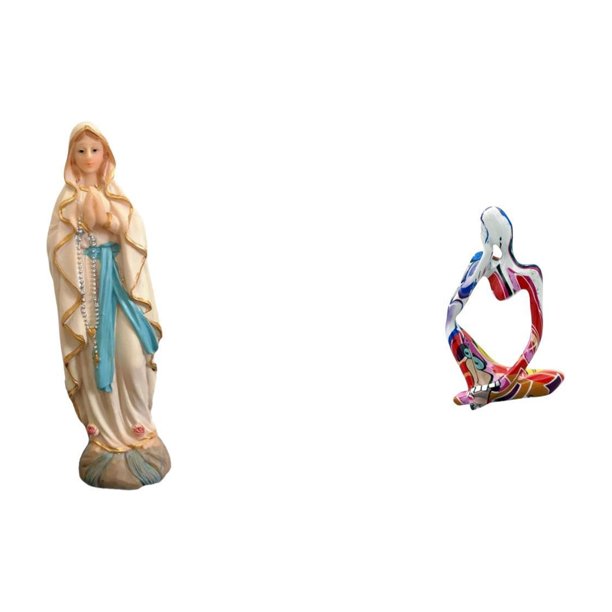 Estatua,Estatua de la Virgen María Figura Colección Religiosa,Resina y figura de dama,Estatua de resina,Figura ornamental de resina con estatua de un pensador sentado