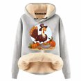 thumbnail image 1 of Women's Thanksgiving Turkey Cartoon Print Hoodie, 1 of 4