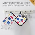 thumbnail image 4 of Yayeee Oven Mitts and Pot Holder Set of 2 Heat Resistant Kitchen Gloves Baking Hot Pad, Blue Retro Shapes, 4 of 5