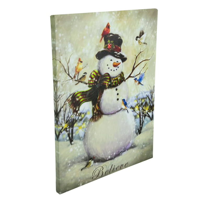Christmas Canvas Wall Art Snowman Cardinal Barn Poster - Temu
