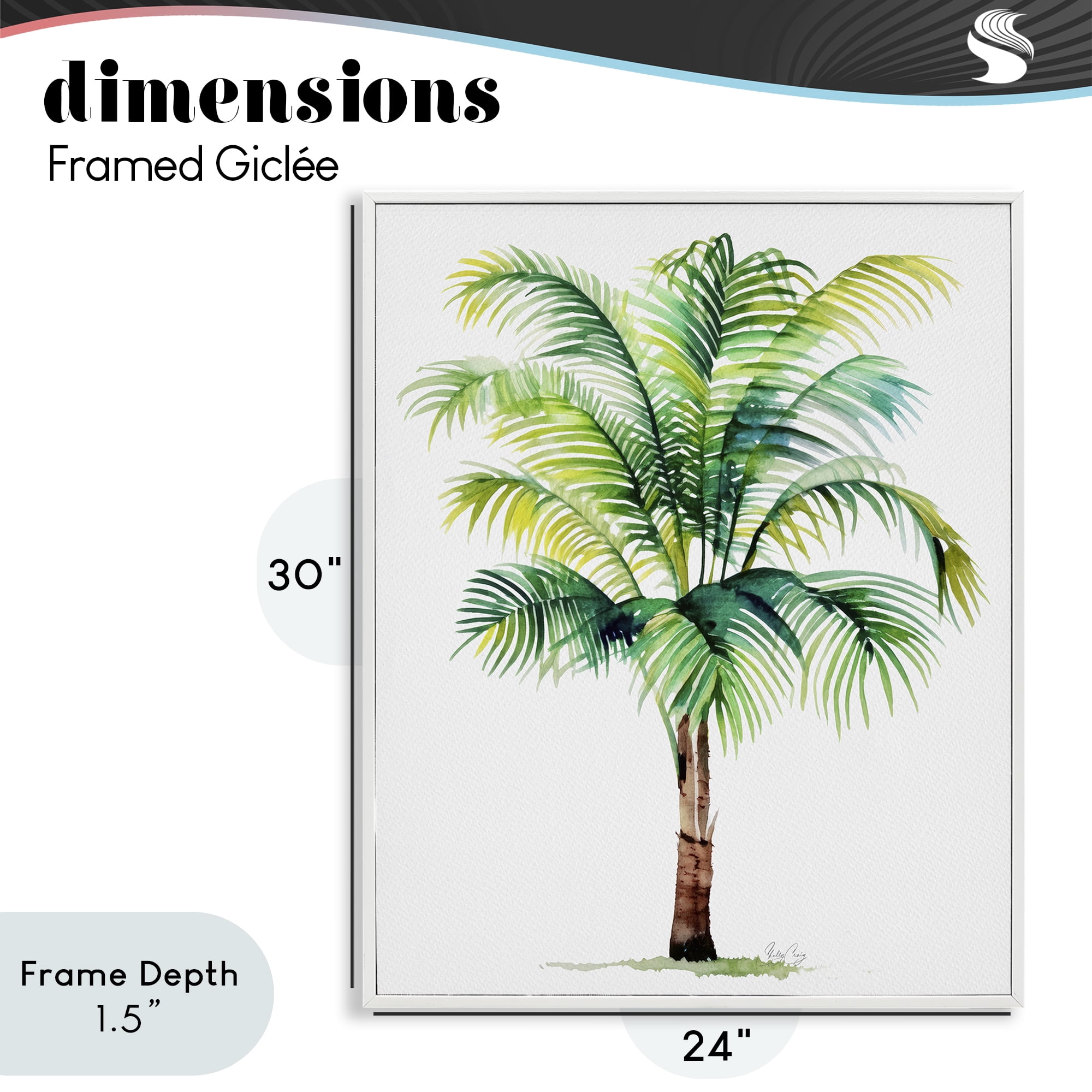 Stupell Industries Breezy Fronds Palm White Framed Giclee Art, design by Shelly Craig